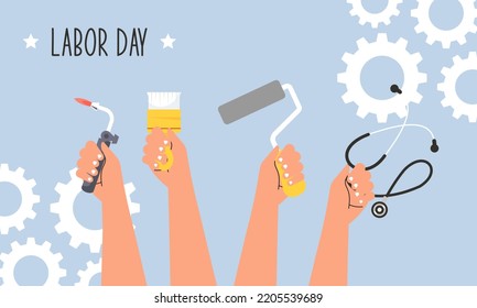 Hand drawn labor day background vector illustration