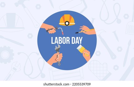 Hand drawn labor day background vector illustration