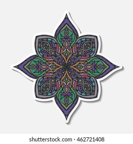 Hand drawn lace colorful pattern. Ethnic colored decorative mandala. Vector illustration.