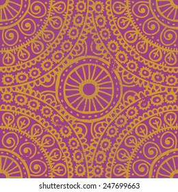 Hand drawn lace indian seamless pattern. All objects are conveniently grouped  and are easily editable.