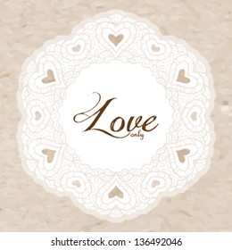 Hand Drawn  Lace Oriental Floral pattern with paper background.