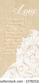 Hand Drawn Lace Oriental Floral pattern with paper background.