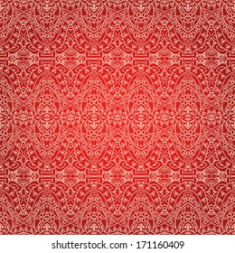 Hand drawn lace patten, seamless wallpaper, vector illustration