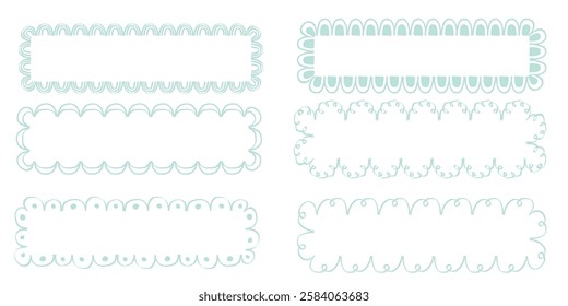 Hand drawn lace scalloped frames. Square, round and rectangle scalloped frames