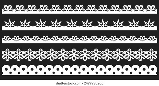 Hand drawn lace scalloped paper punch border 