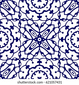 Hand drawn  lace seamless pattern,  vector illustration