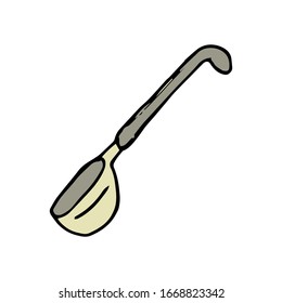 Hand drawn Ladle doodle icon. Hand drawn black sketch. Sign symbol. Decoration element. White background. Isolated. Flat design. Vector illustration