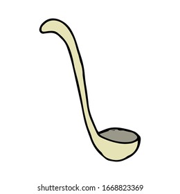 Hand drawn Ladle doodle icon. Hand drawn black sketch. Sign symbol. Decoration element. White background. Isolated. Flat design. Vector illustration