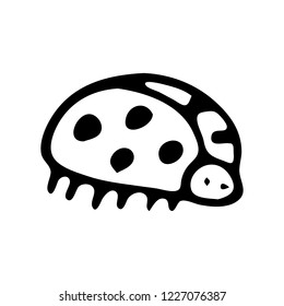 Hand drawn ladybug doodle. Sketch children's toy icon. Decoration element. Isolated on white background. Vector illustration.