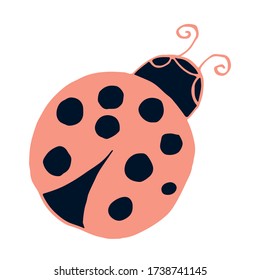 Hand drawn ladybug in doodle style