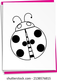 Hand drawn ladybug on paper  illustration