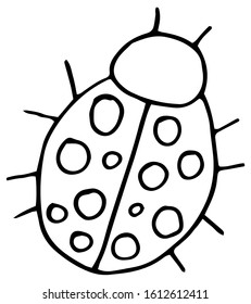 Hand Drawn Ladybug Sketch Symbol. Vector ladybug element in trendy style. Vector hand drawn illustration isolated on white background. Perfect for invitations, greeting cards, print, flyers, posters.