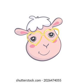 Hand Drawn Lamb, Cute Sheep on a white background, Vector Illustration, Print Design for T-shirt.