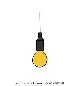 hand drawn lamp one line art illustration