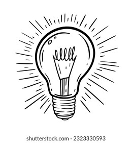 Hand drawn lamp sign sketch art vector illustration. Object isolated on white background.
