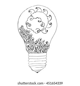 Hand drawn lamp. Vector illustration