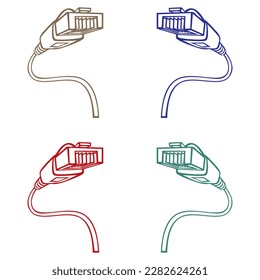 Hand Drawn LAN Wire Vector Illustration. Network Cable. Computer Cable
