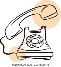 Hand drawn landline icon illustration, Vector of modern communication tools	