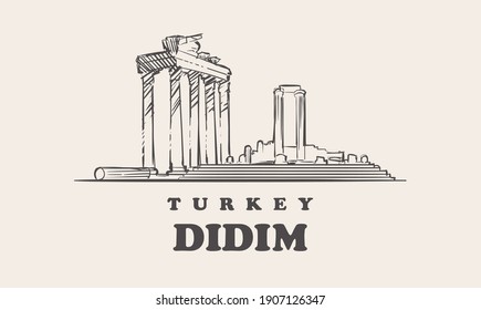 Hand Drawn Landmarks Of Didim Turkey