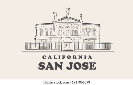 Hand drawn landmarks of san jose, california