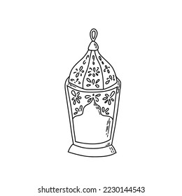 Hand drawn lantern icon. Ramadan Kareem design elements. Vintage lantern vector illustration.