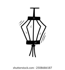 Ilustración de la linterna dibujada a mano. Vector Doodle. Aislado sobre fondo blanco - Vector EPS 10