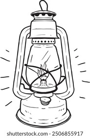 hand drawn lantern line art vector