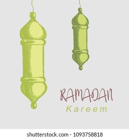 Hand drawn lantern for ramadan greeting