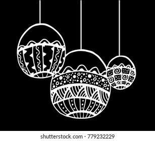 Hand Drawn lantern Set. Ink vector illustration of Chinese Lanterns.