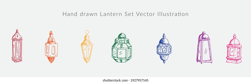 Hand drawn Lantern Set Vector Illustration