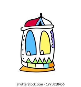 Hand Drawn Lantern Set Vector Illustration, with colorful doodle cubism style
