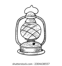 Hand drawn lantern sketch style monochrome vintage vector illustration.