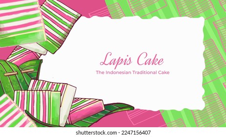 Hand Drawn Lapis The Indonesian Traditional Cake Background