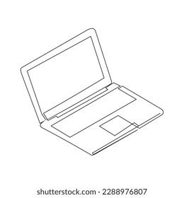 Hand drawn laptop and continuous line pen