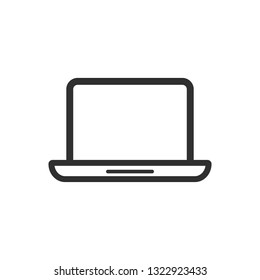 Hand drawn laptop icon placed on white background. Vector illustration. Technology concept.