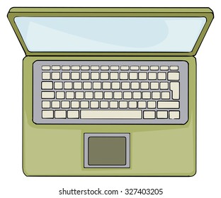 Hand drawn laptop isolated on white, vector illustration