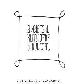Hand drawn latin alphabet. Vector ABC isolated on the background and easy to use for your lettering design. Sketchy script.