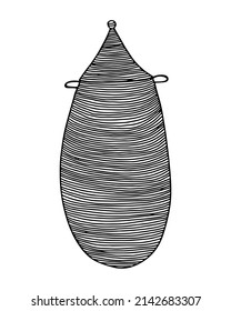 Hand drawn laundry basket. Vector wicker laundry basket