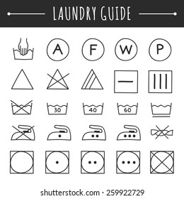 Hand drawn laundry guide icons, care symbols