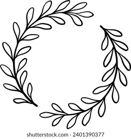 Hand drawn laurel wreath frame