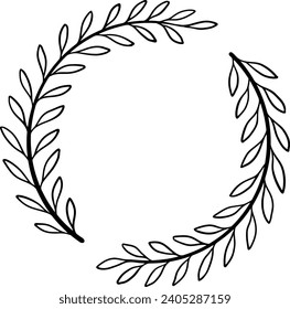 Hand drawn laurel wreath frame