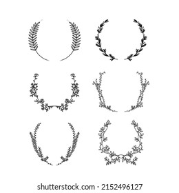 Hand drawn laurel wreath vector illustration.