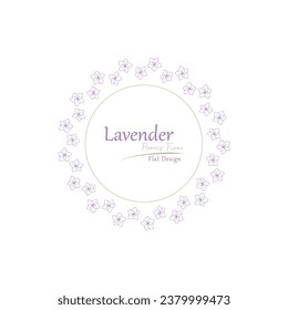 hand drawn lavender flower frame illustration.