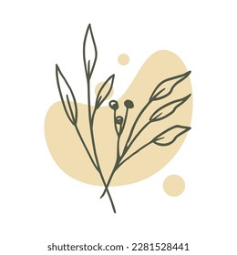Hand drawn leaf with an aesthetic shape or aesthetic blob simple decoration