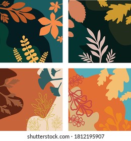 Hand drawn leaf background collection