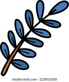 Ilustración de la bifurcación de la hoja Hand Drawn aislada en el fondo