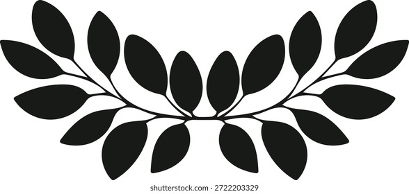 Handgezeichnete Blatt Zweige Vignette in Weich Schwarz, einfache florale Dekoration