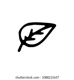 Hand drawn leaf doodle icon. Hand drawn black sketch. Sign symbol. Decoration element. White background. Isolated. Flat design. Vector cartoon illustration.