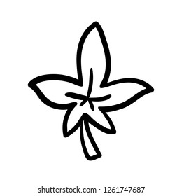 Hand drawn leaf doodle icon. Hand drawn black sketch. Sign symbol. Decoration element. White background. Isolated. Flat design. Vector cartoon illustration.