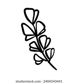 Hand drawn of leaf floral, doodle sketch leaves floral. leaf decoration, floral wreath sketch doodle. Vector Flowers and plants hand drawn illustrations.